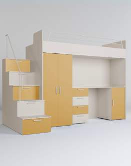 Meblościanka Raj 4 Kaszmir - pokój dziecięcy, młodzieżowy z materacem i stelażem