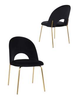 Krzesło do jadalni Molly Gold, czarny welwet (108-77)