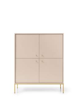 Comodă înaltă Mono bej, picioare aurii