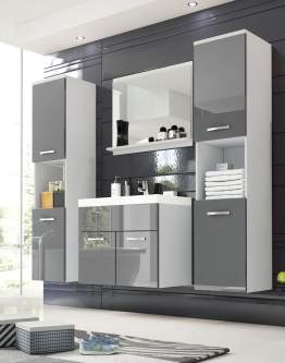 Komplet mebli do łazienki Montreal XL szary połysk/biały (MOB0G01)
