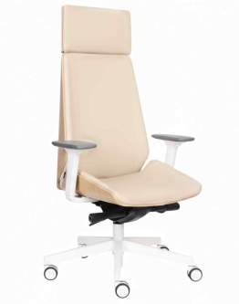 Fotel Moon Wood HD White Podstawa Biała Tkanina Valencia VL06 Podłokietniki R11- Fornir dębowy (2961) - OUTLET