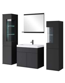 Meble do łazienki LED: szafka umywalkowa, słupek łazienkowy Nairobi czarny grafit (NAI04Z)