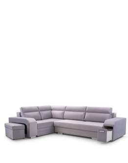 Rozkładany narożnik do salonu Alvares z pufą i schowkiem