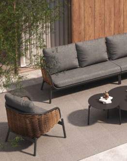 Zestaw ogrodowy Borneo: narożnik, fotel i 2 stoliki