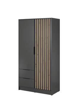Szafa na ubrania Nelly 2D: grafit z lamelami 105 cm