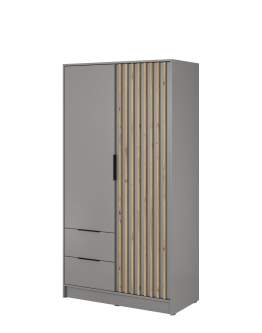 Szafa na ubrania Nelly 2D: szara z lamelami 105 cm