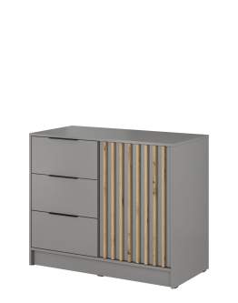 Komoda Nelly 2D z lamelami dąb artisan, szara