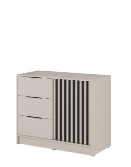 Komoda Nelly 2D z czarnymi lamelami, kaszmir