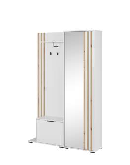 Šatní skříň Nelly do předsíně se zrcadlem a věšáky, bílá