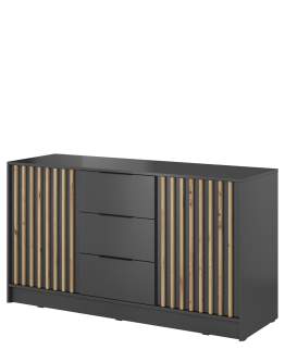Komoda z szufladami Nelly 3D, lamele dąb artisan, grafitowa