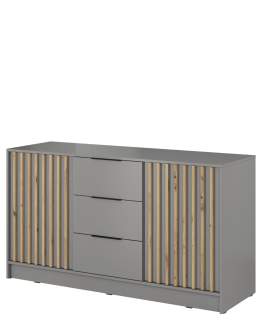 Komoda z szufladami Nelly 3D, lamele dąb artisan, szara