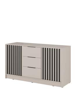 Komoda z szufladami Nelly 3D, czarne lamele, kaszmir