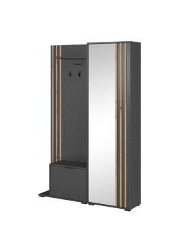 Šatní skříň Nelly do předsíně se zrcadlem a věšáky, grafit