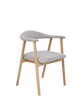 Krzesło Notte light, drewno kauczukowe, boucle beżowe