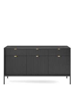 Komoda ryflowana Nova czarna z szufladami (KSZ154)