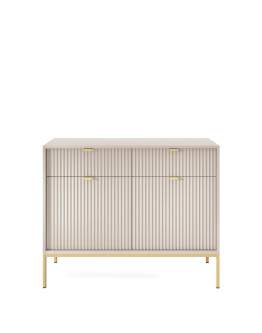 Komoda ryflowana Nova kaszmir z szufladami (KSZ104), cashmere/gold