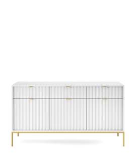 Komoda ryflowana Nova biało/złota z szufladami (KSZ154)