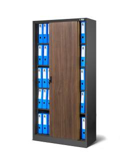 Szafa metalowa z drzwiami przesuwnymi KUBA: antracytowa/orzech 90x185 cm (1384)