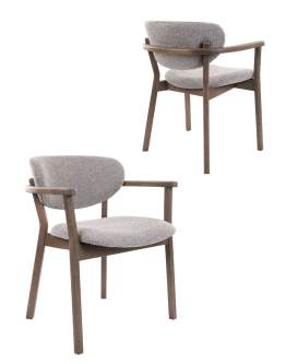Scaun de dining Olmo, gri deschis/stejar fumuriu