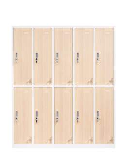 Szafa ubraniowa socjalna do szatni 10-drzwiowa Oxford Wood
