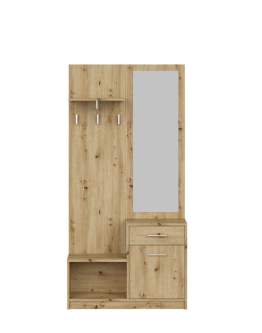 Przedpokój Pergo z lustrem i szafką na buty, dąb artisan