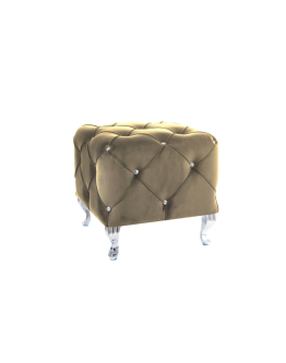 Taburet Hestia K – béžový, čtvercový, prošívaný s krystalky, 50x50x46 cm