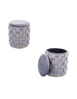 Taburet cu spațiu de depozitare Tiara Velvet, gri