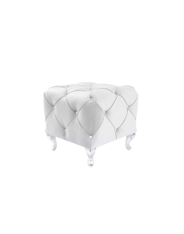 Taburet Hestia K – svetlosivý, štvorcový, prešívaný s kryštálikmi, 50x50x46 cm