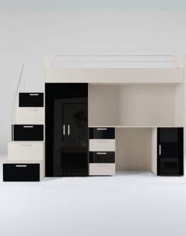 Meblościanka Raj 4 Kaszmir - Czarny Połysk - pokój dziecięcy, młodzieżowy z materacem i stelażem | Wysyłka 24H