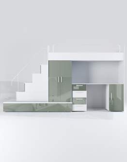 Meblościanka Raj 5 Połysk - pokój dziecięcy, młodzieżowy z materacem i stelażem