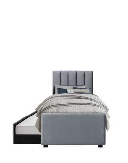 Łóżko młodzieżowe Russo 90x200, jedno lub dwuosobowe, popielate, velvet