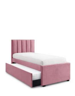 Łóżko młodzieżowe Russo 90x200, jedno lub dwuosobowe, różowe, velvet