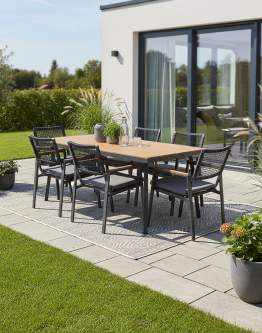 Zestaw ogrodowy 6 osobowy Santos, aluminiowy, szary