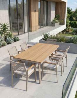 Set de grădină Santos: masă + 6 scaune, taupe