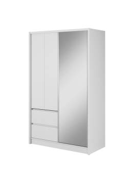 Szafa na ubrania z lustrem Sara: biała 130 cm