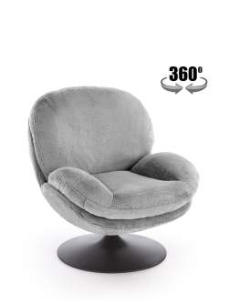Fotel wypoczynkowy Shell szary, obrotowy 360°, nowoczesny design