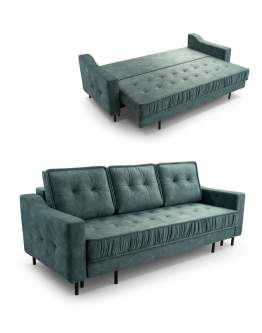 Stylowa sofa z funkcją spania Ara na wysokich nóżkach