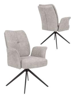 Krzesło obrotowe do jadalni, tapicerowane Stanley, szare (3191) - OUTLET