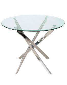 Stół Agis okrągły 90 cm – szklany blat i chromowana podstawa