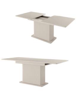 Stół rozkładany Lante M 160–200 cm beż – jadalniany stół glamour z ryflowaną podstawą