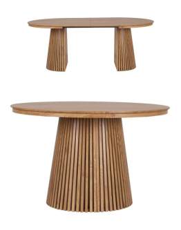 Rozkládací kulatý stůl Fjord s lamelami, 120 cm–200 cm