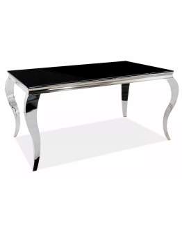 Stół Prince 150x90 cm – czarny blat ze szkła hartowanego i chromowane nogi w stylu glamour