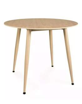 Kulatý stůl Rion 90 cm – keramika Travertine, béžová, kašmír