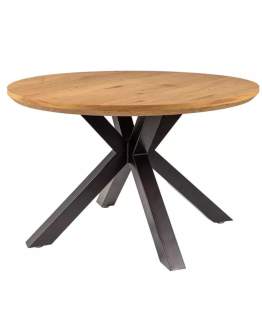 Okrúhly stôl Ritmo 120 cm – dub a čierna kovová podstava