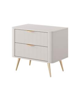 Beżowy stolik nocny Lante G 2S z szufladami