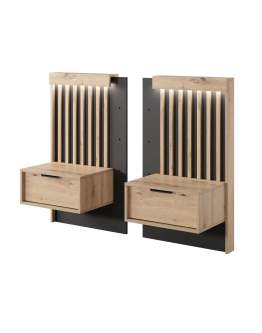 Zestaw stolików nocnych podwieszanych z panelami ściennymi Tally D