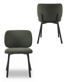 Scaun de dining Swan bouclé, verde