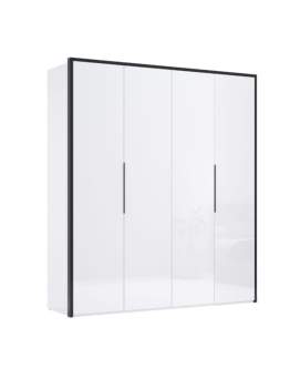 Dulap cu 4 uși Lucca, alb lucios