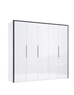 Dulap cu 5 uși Lucca, alb lucios