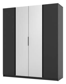 Szafa 4-drzwiowa z lustrami Kaja BL/BL 2F, 2 Lustro, Czarny